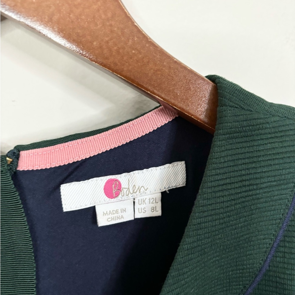 Boden green mia ottoman ribbed knit midi dress 3/4 sleeve dress size 8 long - Picture 3 of 5